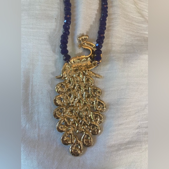 Eye Candy Jeweled Peacock Necklace with Blue Crystals New w/ Tags - Picture 12 of 14